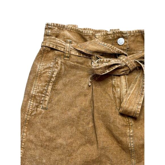 Pilcro for Anthropologie Skirt Women 8 Tan Brown Paper Bag Tie Waist Linen Blend - Picture 5 of 10